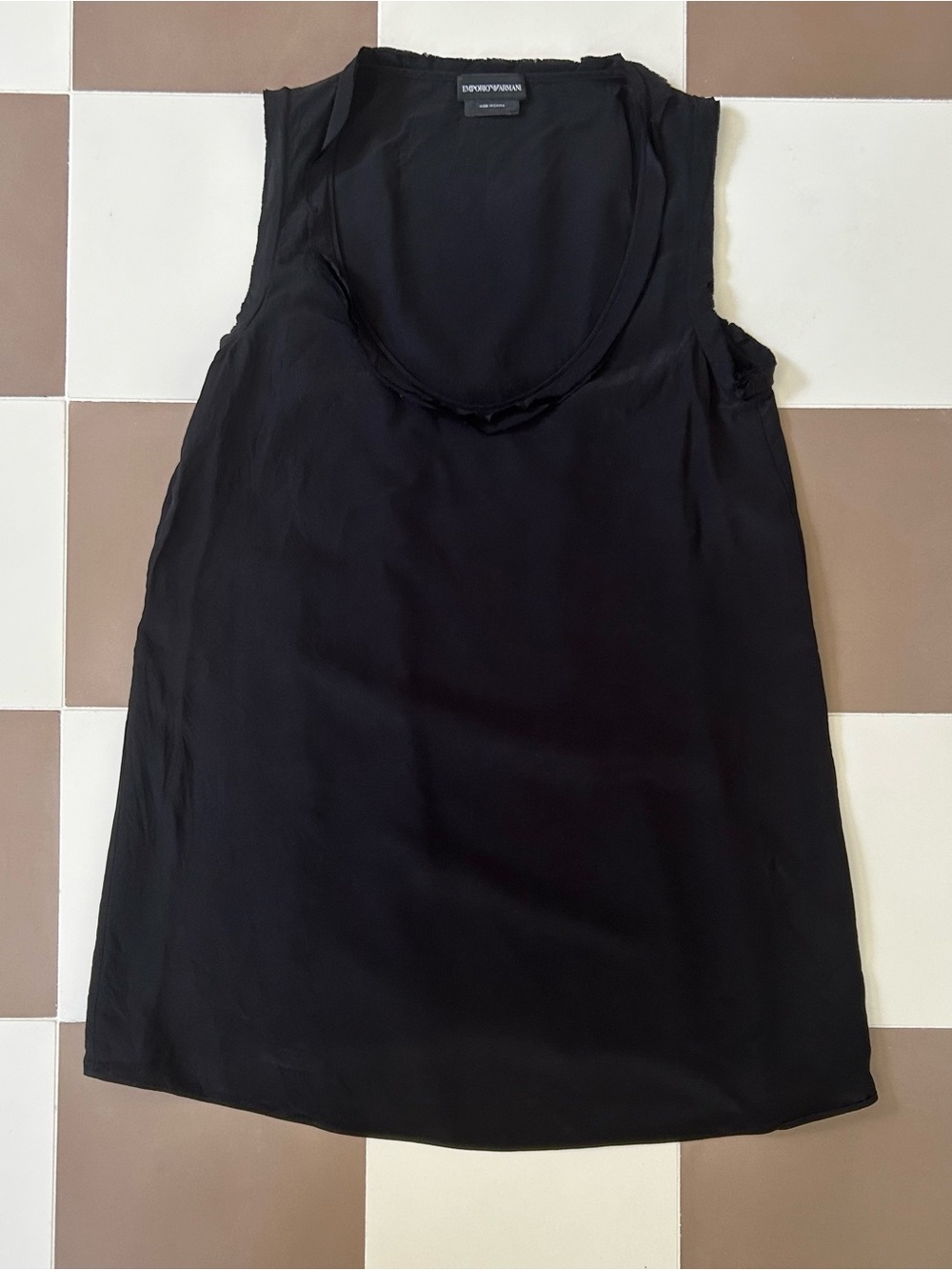 Emporio Armani Black Silk Sleeveless Blouse Top Size 36